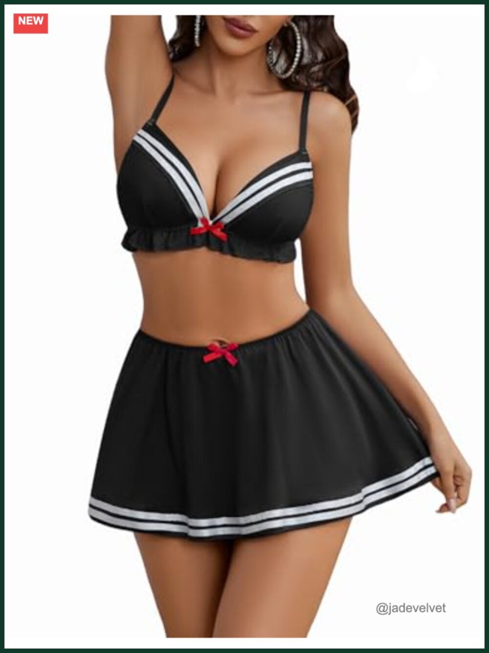 Two Piece Sailor Lingerie Set Pleated Mini Skirt Cosplay Costume